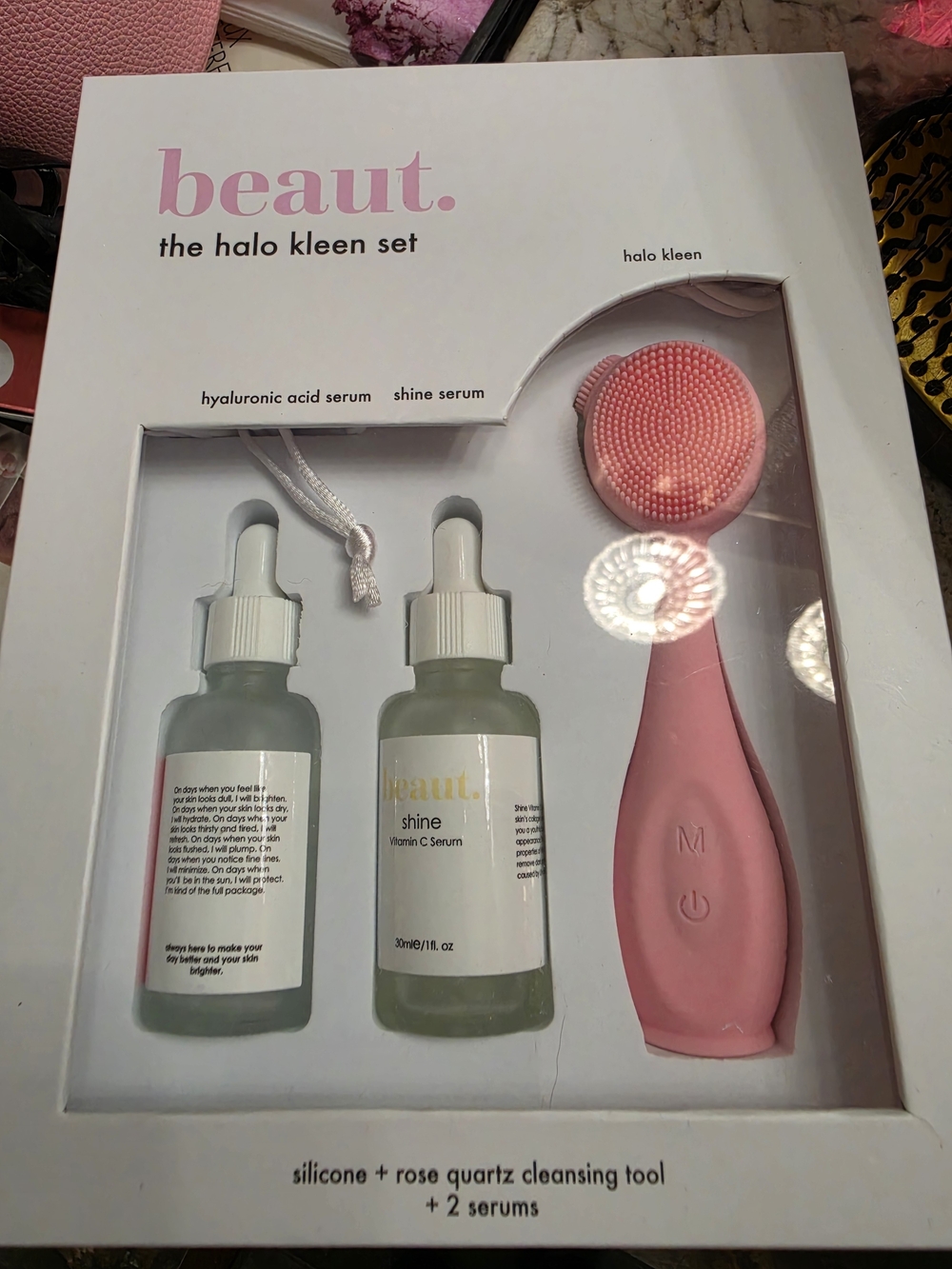 beaut. Halo Kleen Silicone Rose Quartz Cleansing Set - Pink